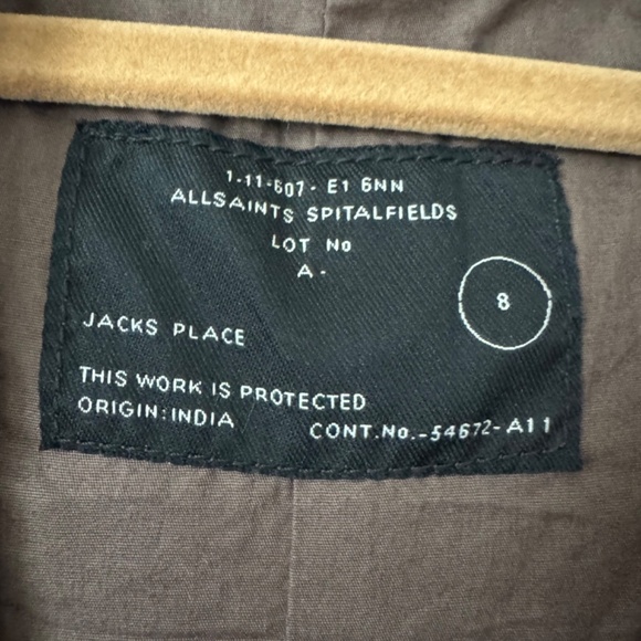 All Saints Cobra Hooded Bomber Leather Jacket Brown S - Picture 6 of 9